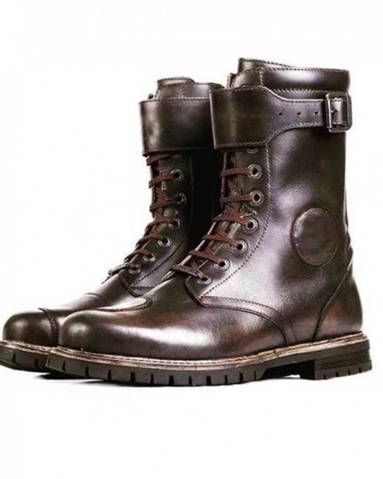 Vintage Casual Round Tie Leather Boots