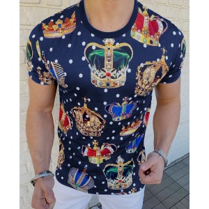 Crown jewel print short-sleeved T-shirt