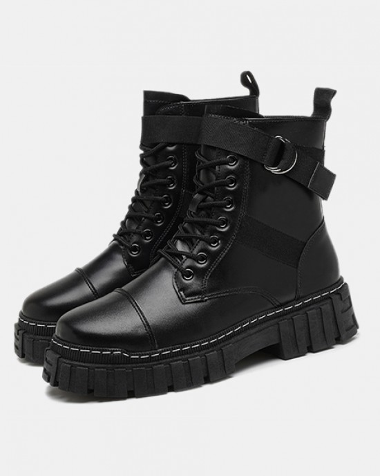 High-top Dark Functional Leather Boots