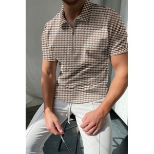 Houndstooth texture polo shirt