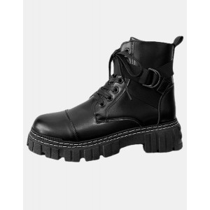 High-top Dark Functional Leather Boots