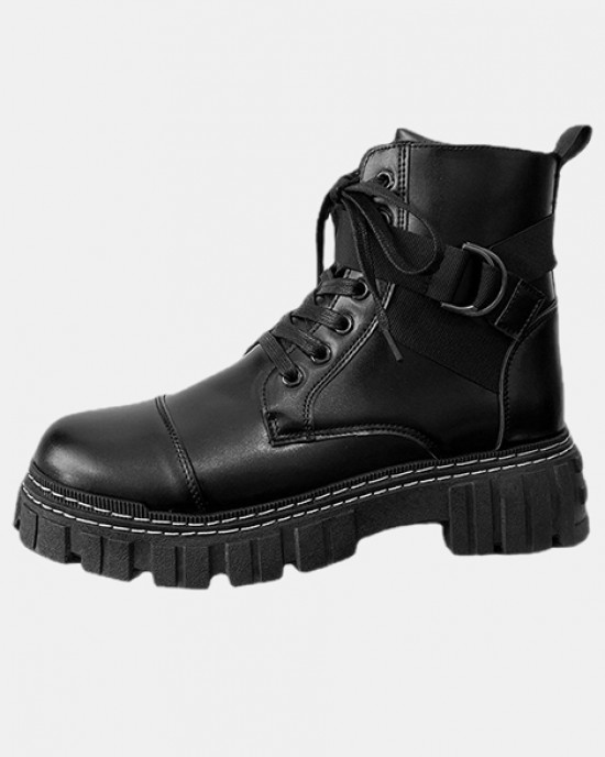 High-top Dark Functional Leather Boots