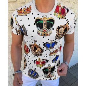 Crown jewel print short-sleeved T-shirt