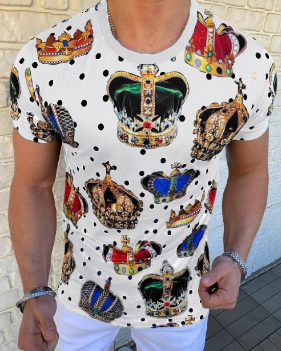 Crown jewel print short-sleeved T-shirt