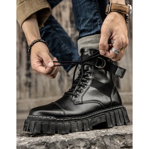 High-top Dark Functional Leather Boots