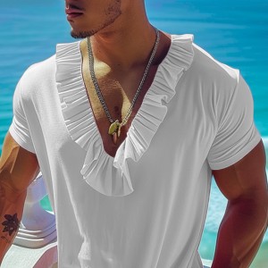 Men's Ruffled Personalized Casual T-shirt