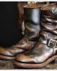 Men's Outdoor Retro Vntage Belt Buckle Low Heel PU Boots