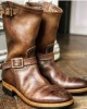 Men's Outdoor Retro Vntage Belt Buckle Low Heel PU Boots