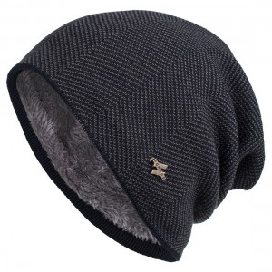 Men's Fleece H Iron Standard Pullover Knitted Wool Hat