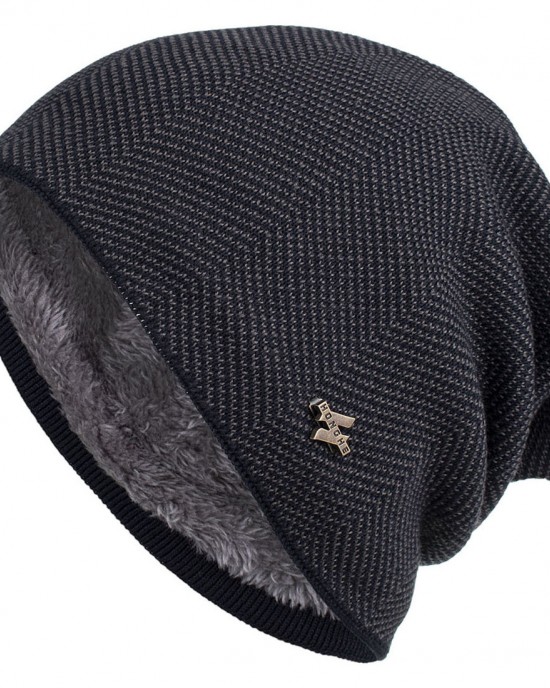 Men's Fleece H Iron Standard Pullover Knitted Wool Hat