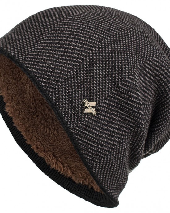 Men's Fleece H Iron Standard Pullover Knitted Wool Hat