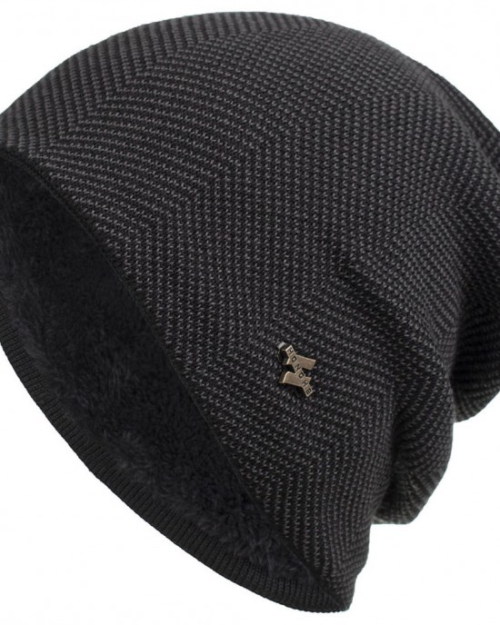 Men's Fleece H Iron Standard Pullover Knitted Wool Hat