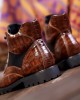 Men's Vintage Faux Crocodile Leather Mid-Top Martin Boots