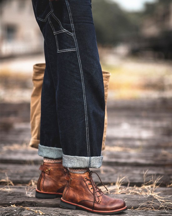 Men's American Retro Ami Khaki Style Martin Boots