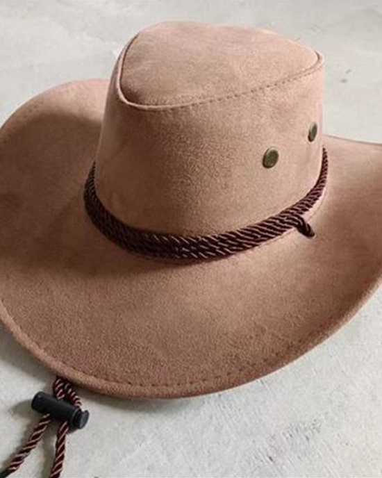 Men's Wide Brim Suede Western Rope Rider Cowboy Hat