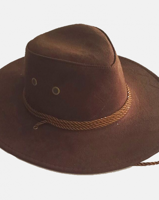 Men's Wide Brim Suede Western Rope Rider Cowboy Hat