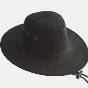 Men's Wide Brim Suede Western Rope Rider Cowboy Hat