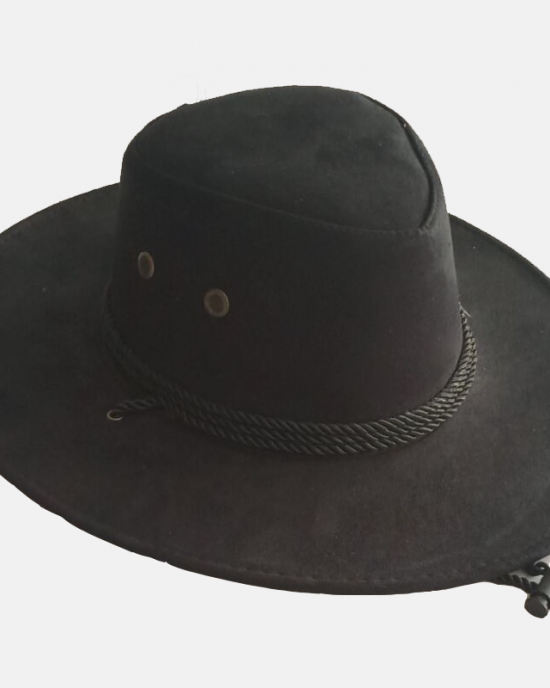 Men's Wide Brim Suede Western Rope Rider Cowboy Hat