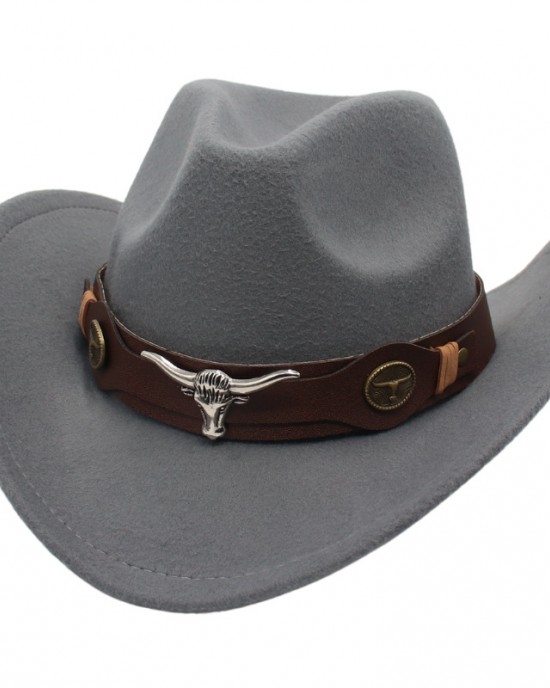 Western Ethnic Cowboy Bull Head Felt Hat