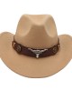 Western Ethnic Cowboy Bull Head Felt Hat