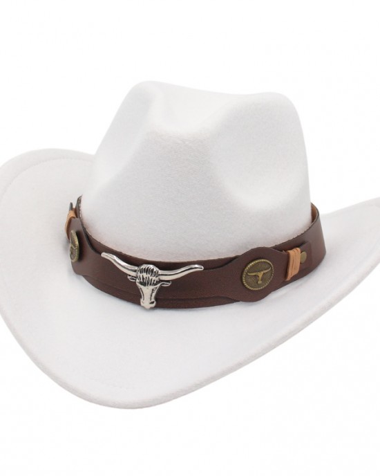 Western Ethnic Cowboy Bull Head Felt Hat