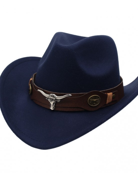 Western Ethnic Cowboy Bull Head Felt Hat