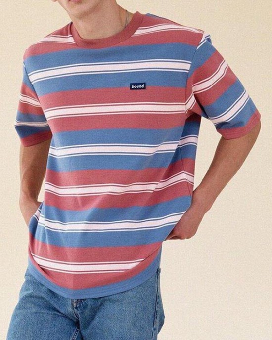 Men's striped crew neck T-shirt HE1603-02-03