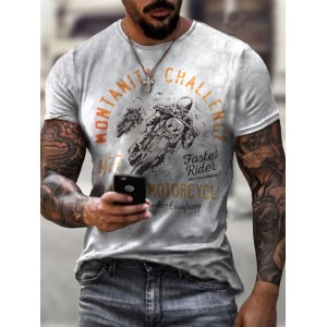 Men's Motorcycle Graphic Short Sleeve T-Shirt HE1604-04-02