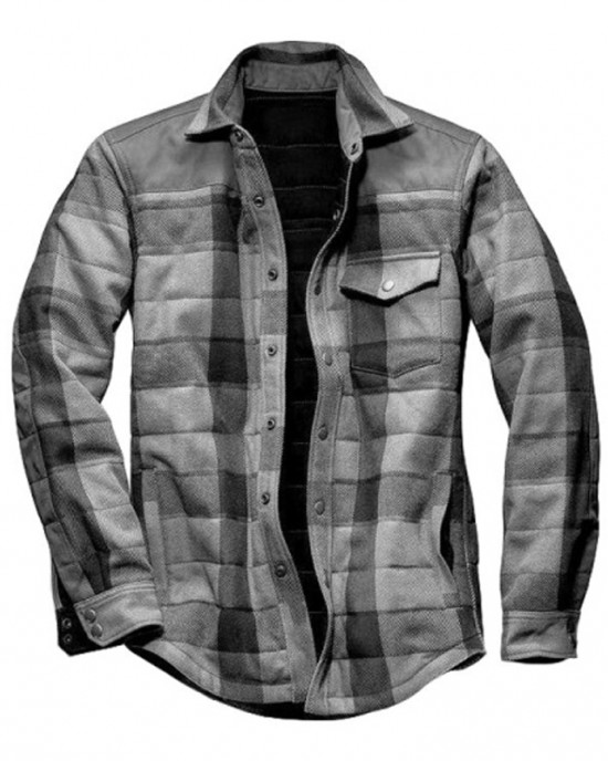 European and American men's casual plaid long-sleeved shirt jacket HF0110-03-01